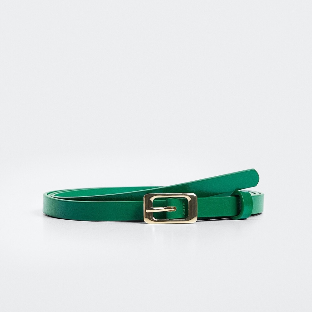 Elegant Green Belt with Gold Buckle